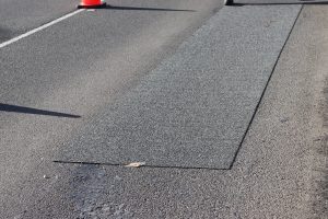 crack mat applied to a road